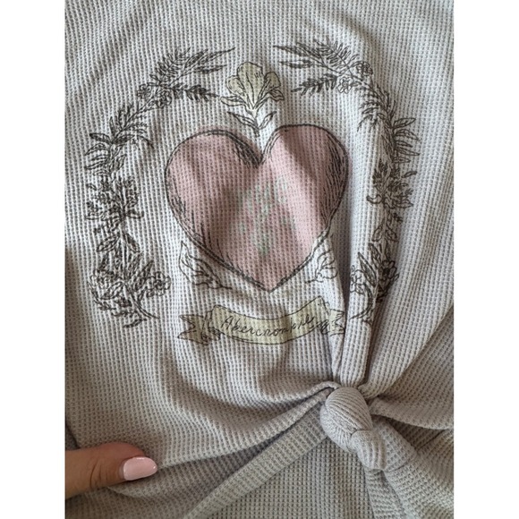 Abercrombie Kids Girls Top Size 7/8 Waffle Knit Heart Tie Front Long Sleeve - Picture 3 of 5